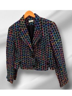 Anna May Silk Blazer Jacket Multicolor Tweed Size 4